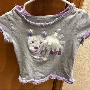 American Girl Gray and Lavender Dog Tee